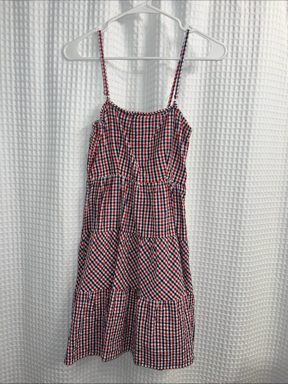 Jessica Simpson Red White and Blue Gingham Tiered Sundress